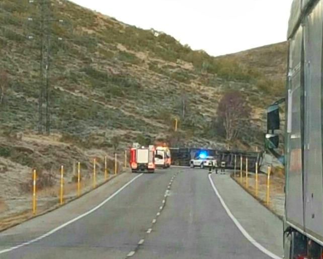 Aquí se aprecia que el accidente tuvo lugar en el ascenso al puerto de Pajares. / @Radar_Leon
