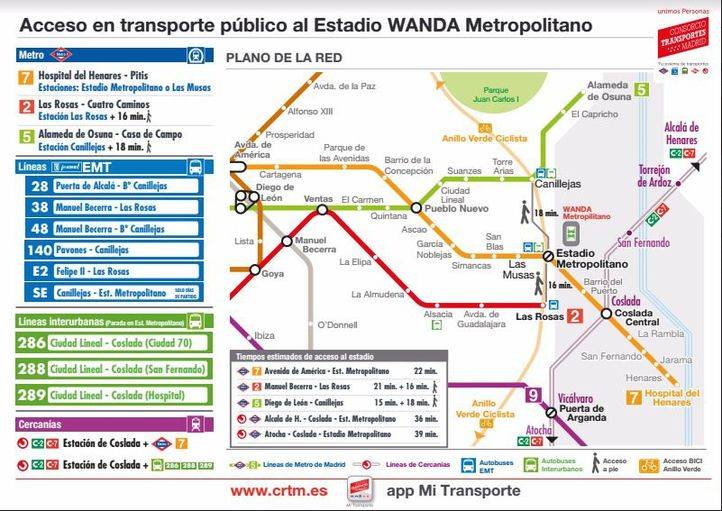 Cómo ir al Wanda en transporte público.