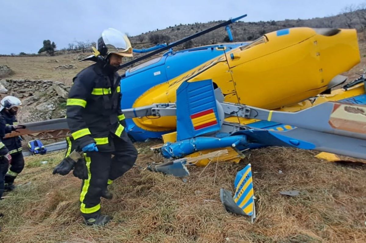 Foto del accidente del helicóptero Pegasus de la DGT, Twitter