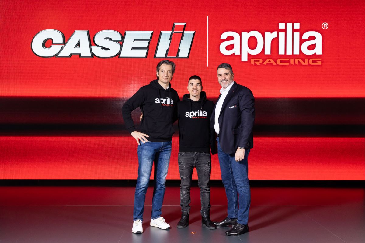 Imagen del patrocinio de Case IH al equipo Aprilia Racing en el Campeonato del MundoGP. Fotos CNH Industrial