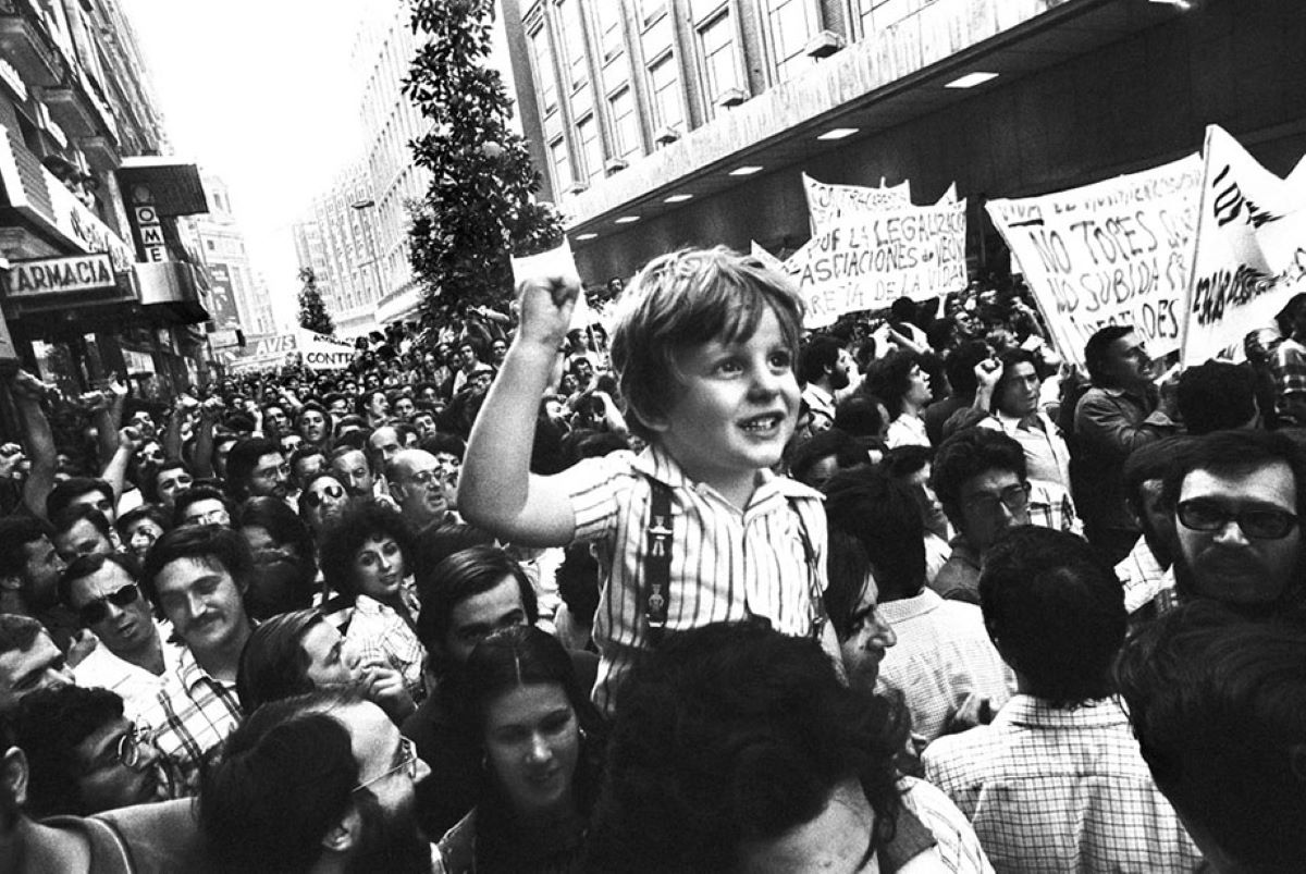 Foto de archivo de una manifestación en los años de la transición española