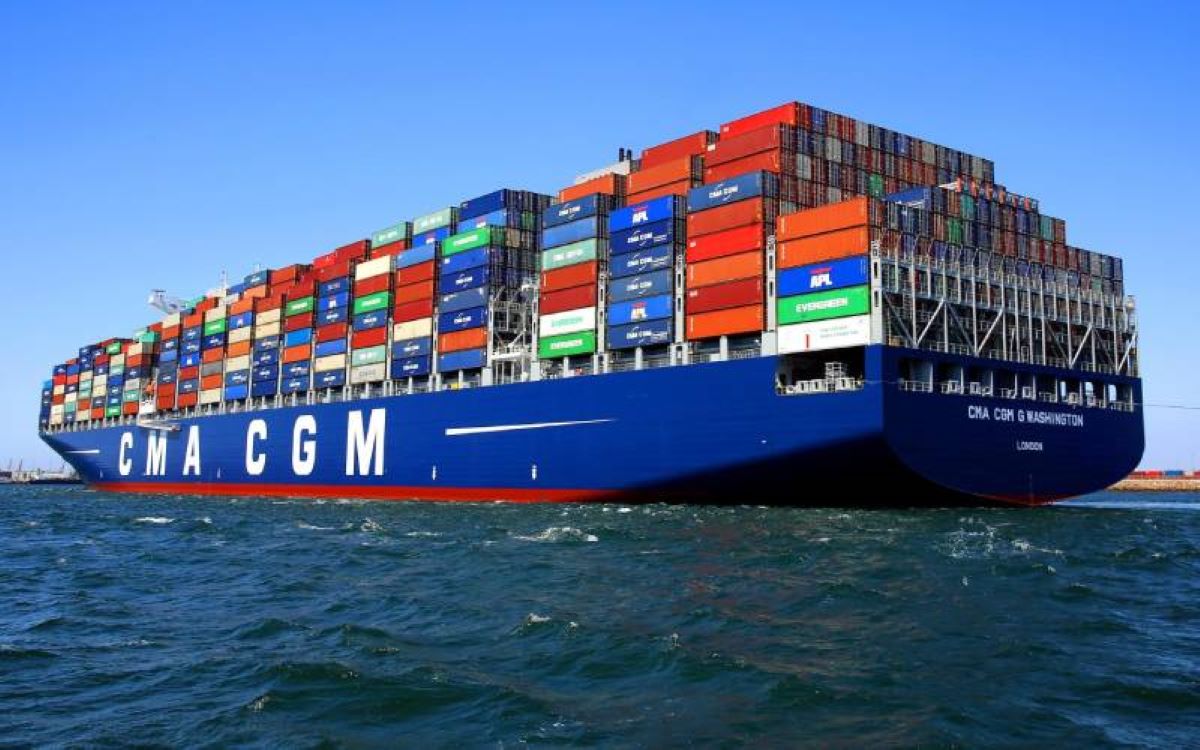 Imagen de un buque portacontenedores de la naviera CMA CGM-