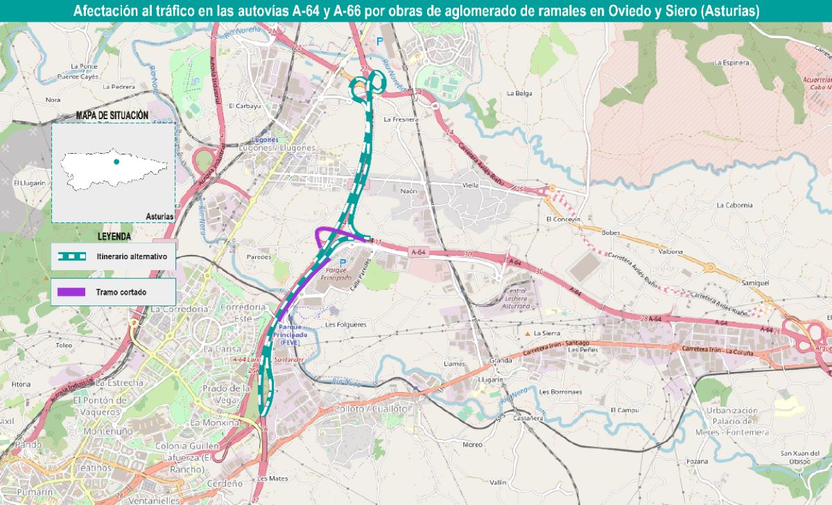 Afectación al tráfico en las autovías A-64 y A-66. Foto: Mitma