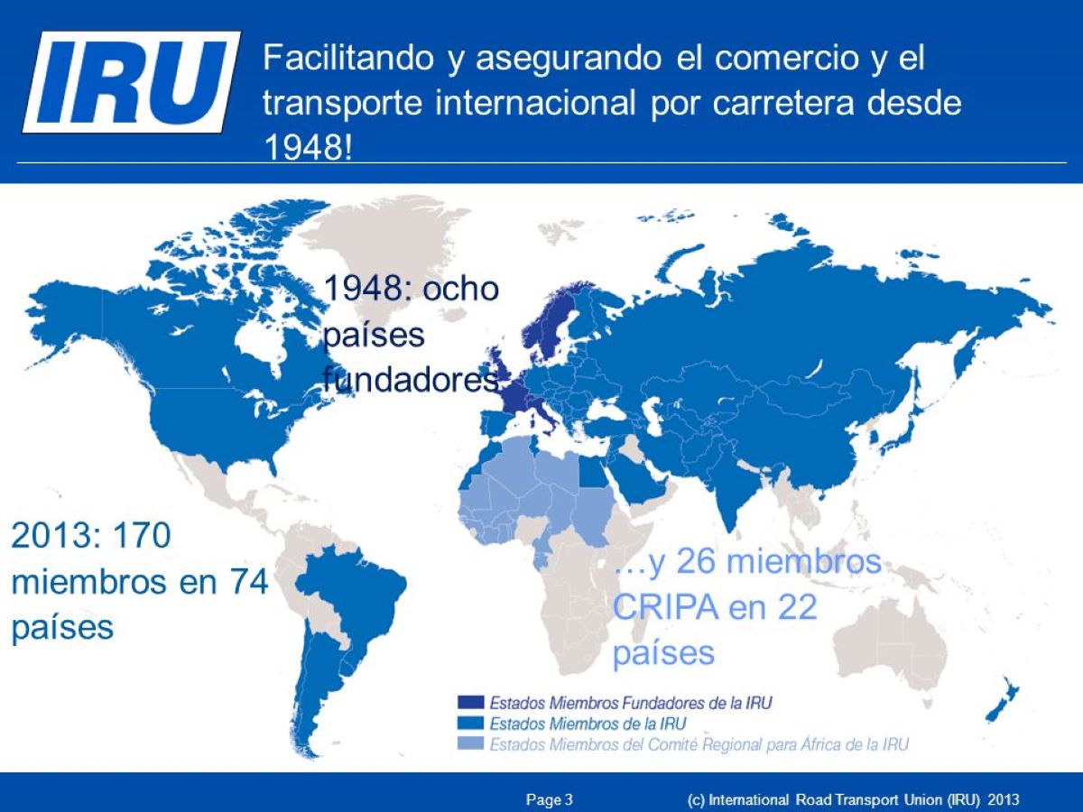 Imagen de los países que forman parte de la IRU