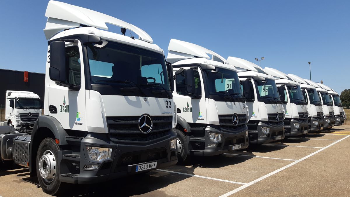 Imagen de las 7 tractoras Mercedes-Benz adquiridas por Gersul León