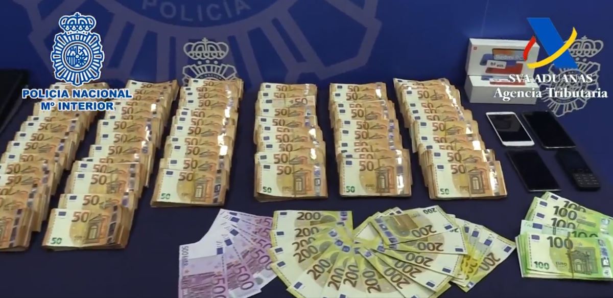 Dinero incautado. Foto: vídeo Policía Nacional/Agencia Tributaria