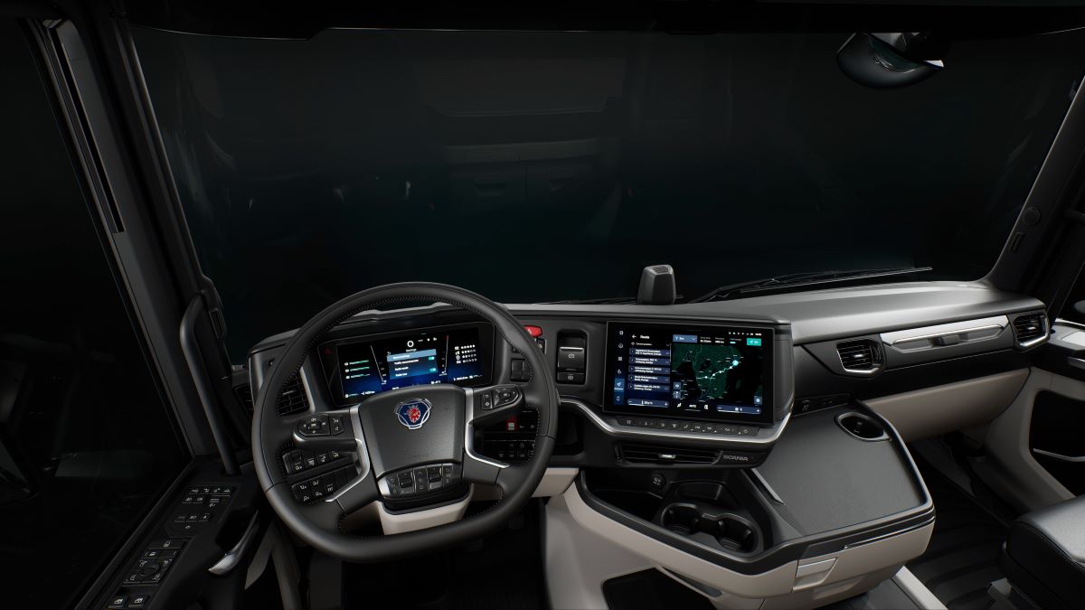 Imagen del puesto de conducción de un camión Scania. Foto Scania Group