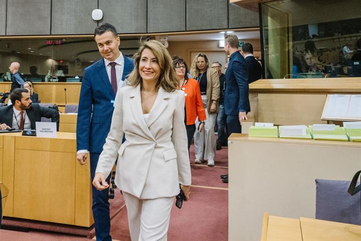 Imagen de la ministra Raquel Sánchez en el Parlamento Europeo. Foto: La Moncloa