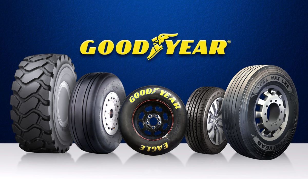 Imagen de neumáticos Goodyear. Foto de archivo