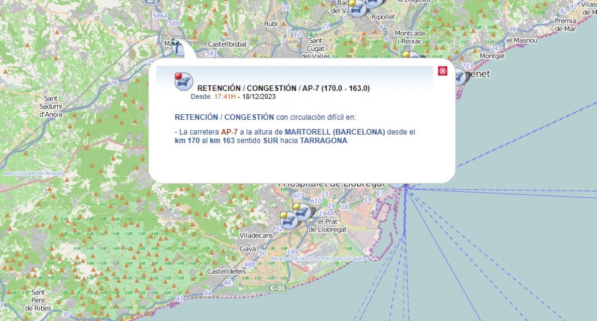 Indicación de la incidencia. Foto: DGT
