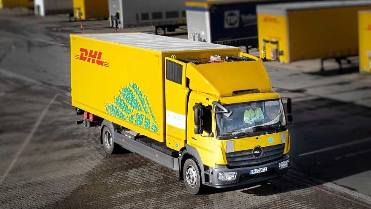 Imagen de uno de los camiones de hidrógeno de DHL Alemania: Foto: DHL Group