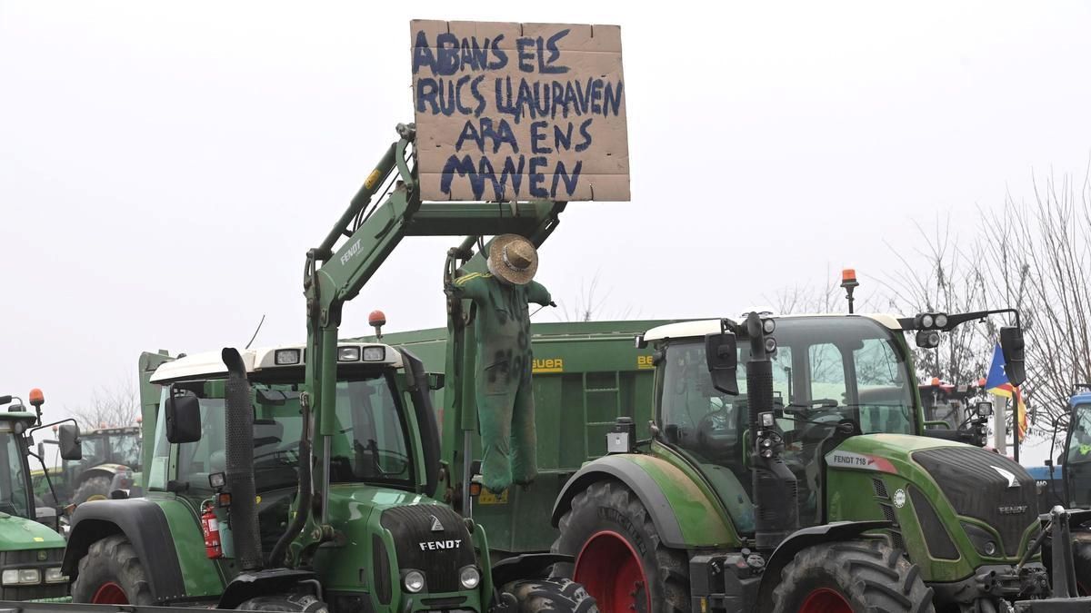 Imagen de la protesta de los agricultores en Cataluña. Foto: Agencias