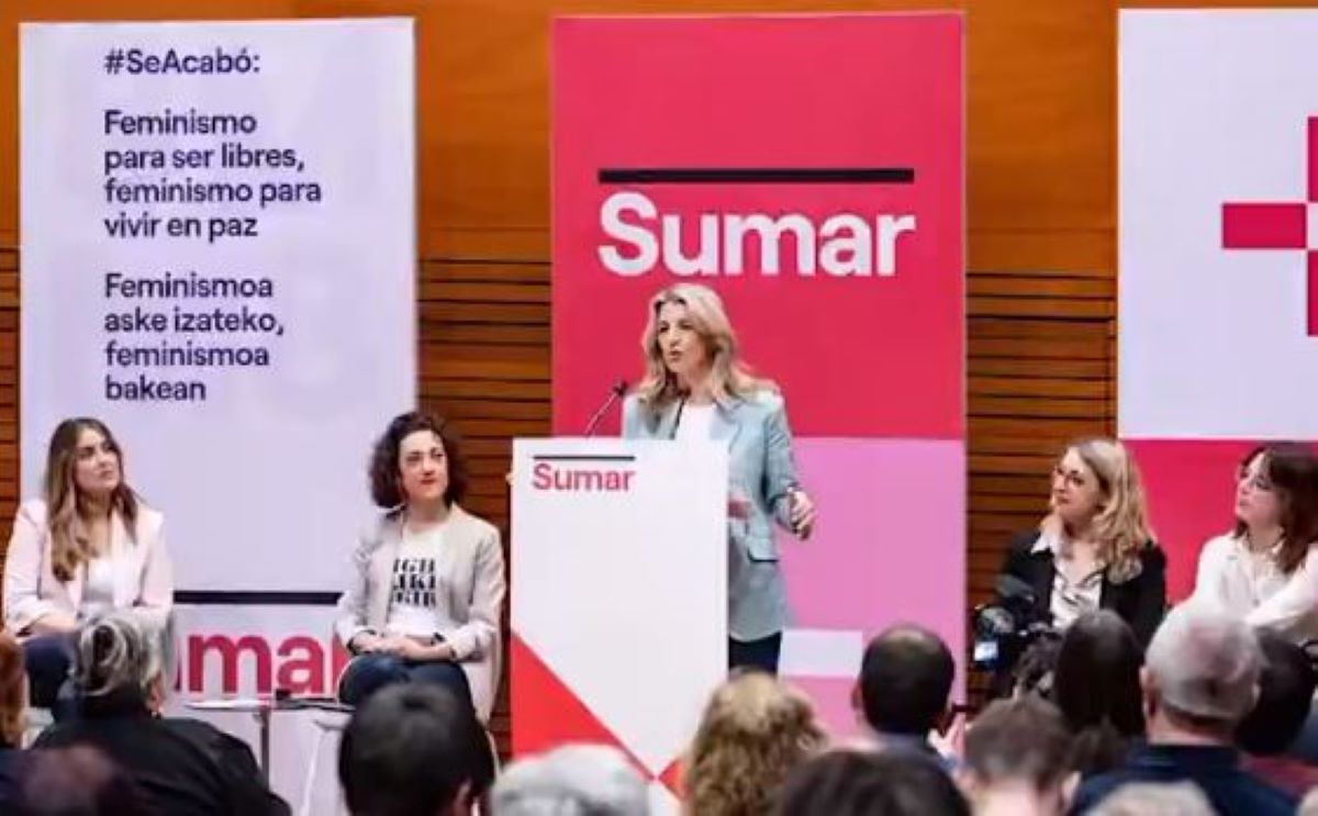 Imagen de Yolanda Díaz durante su intervención. Foto: X