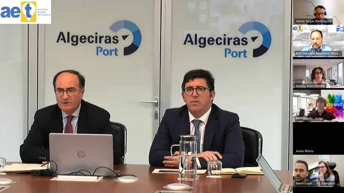 Imagen del webinar “ETS Marítimo y su impacto en los puertos europeos”. Foto: AET