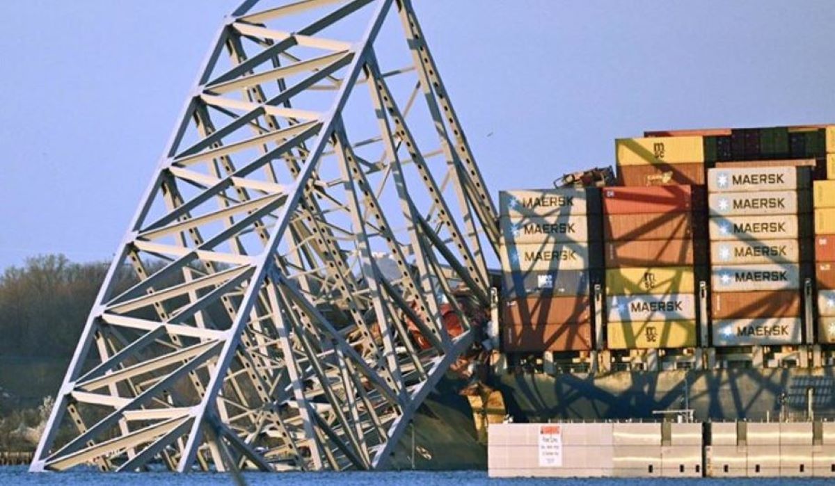 Derrumbe del puente en Baltimore por el impacto de un barco portacontenedores. Foto. Jerry Jackson / Zuma Press / Contacto Photo