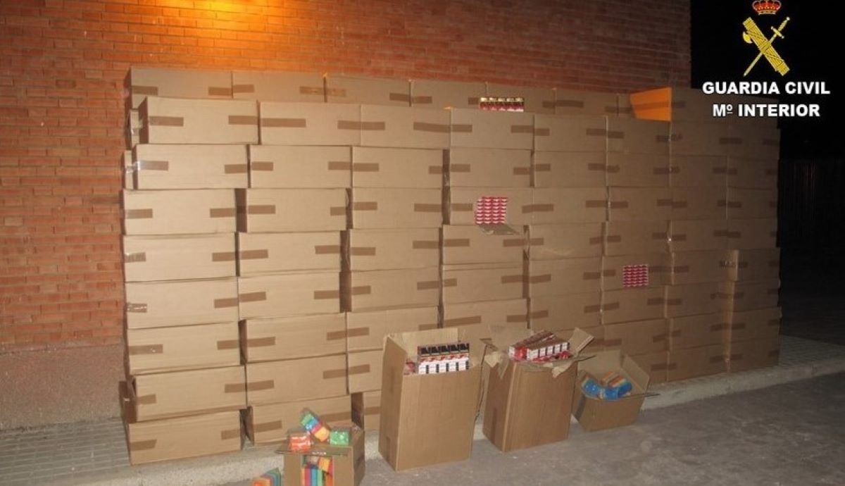 Imagen de las cajas de tabaco incautadas. Foto: Guardia Civil
