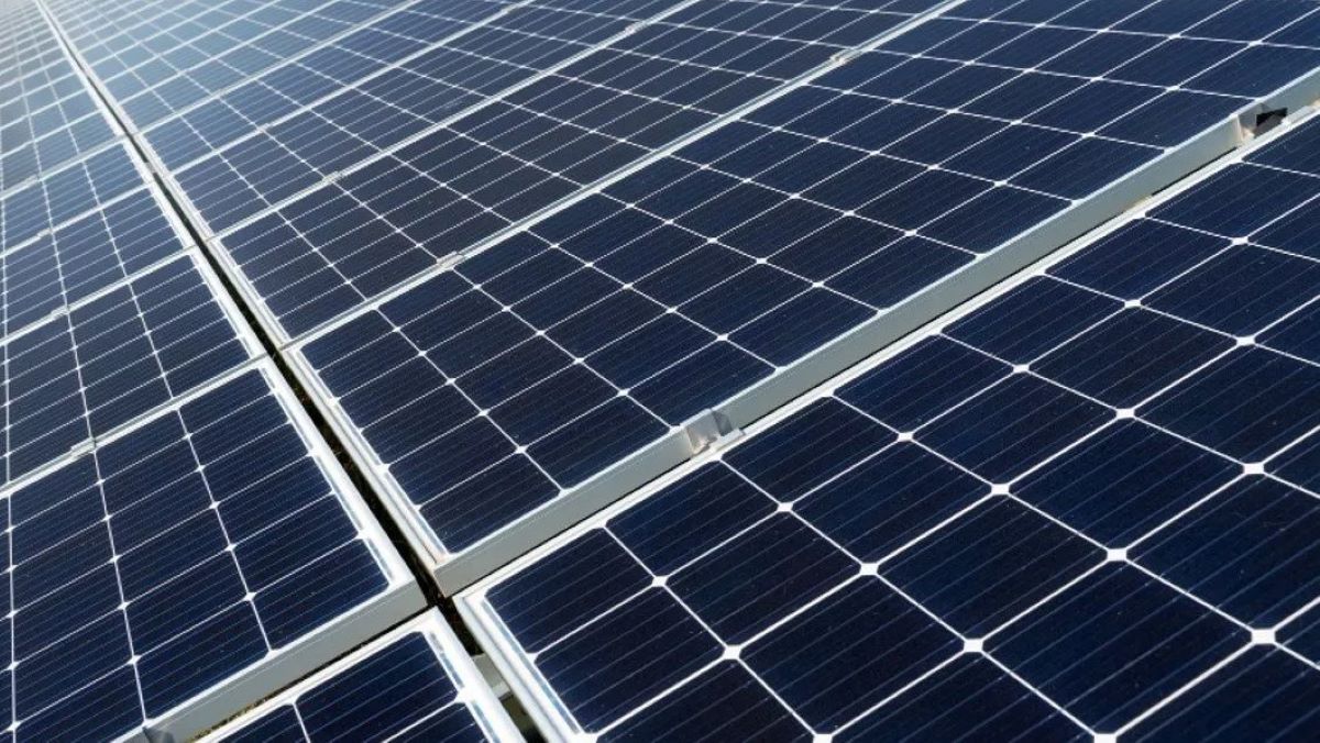 Imagen de paneles solares. Foto de archivo