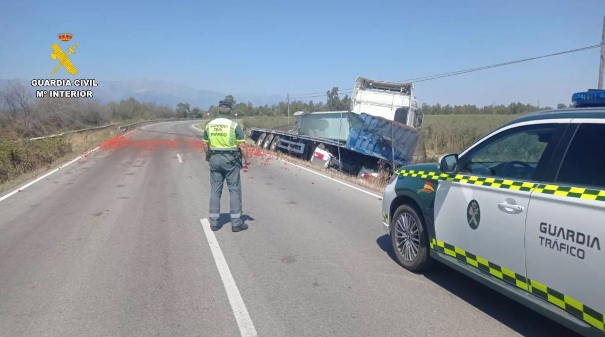 Imagen del camión accidentado. Foto: Guardia Civil