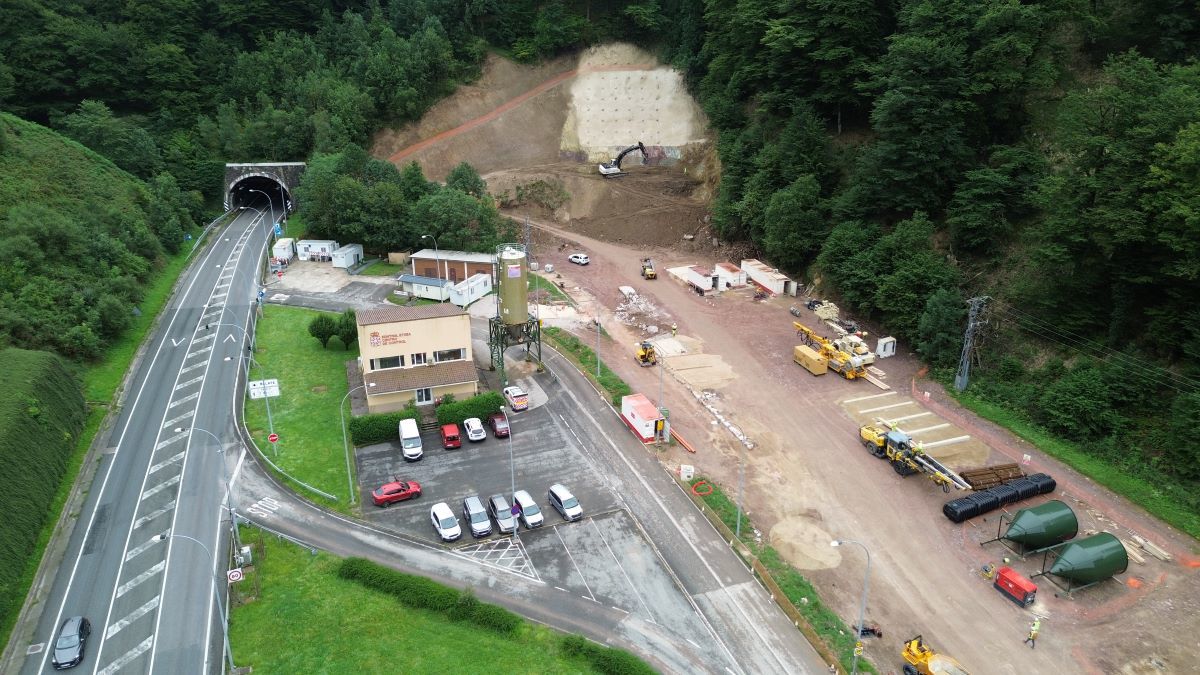 Obras en la boca norte del túnel de Belate. Foto: Gobierno de Navarra