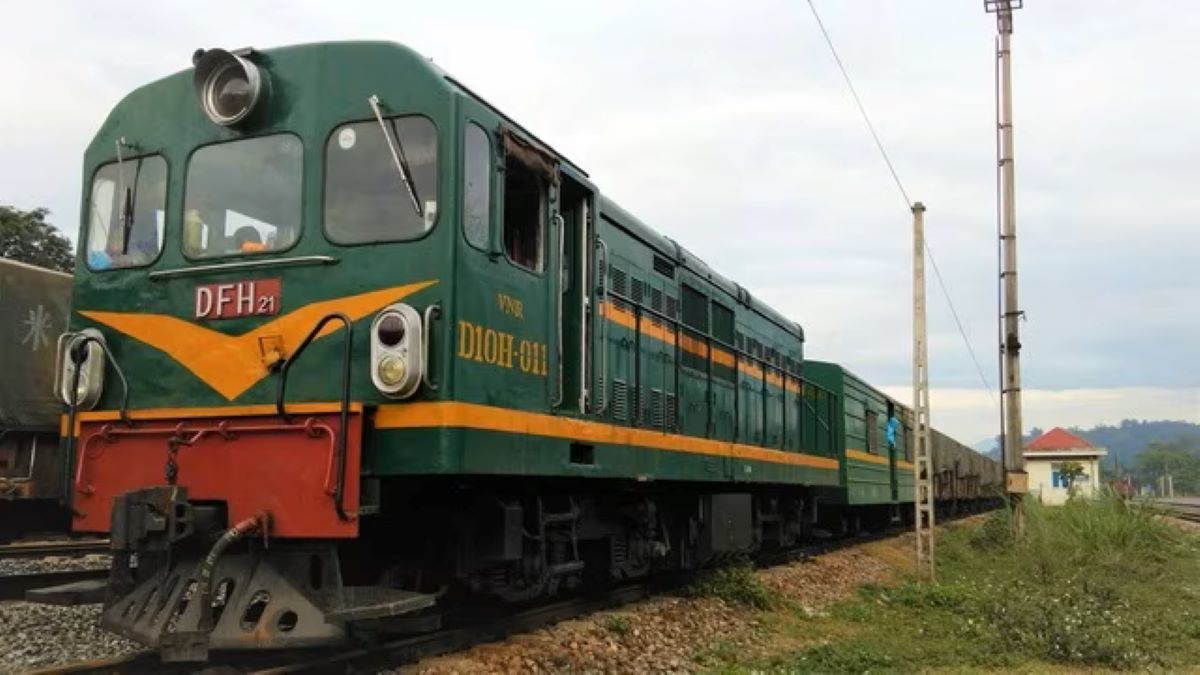 Imagen de un tren de mercancías entre China y Vietnam. Foto: SVN