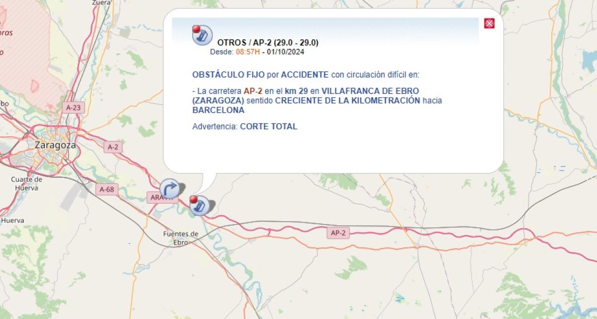 Indicación del accidente. Foto: DGT
