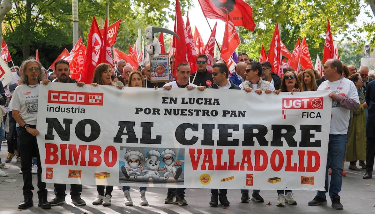 Una manifestación de los trabajadores de Bimbo en Valladolid. Foto: Europa Press