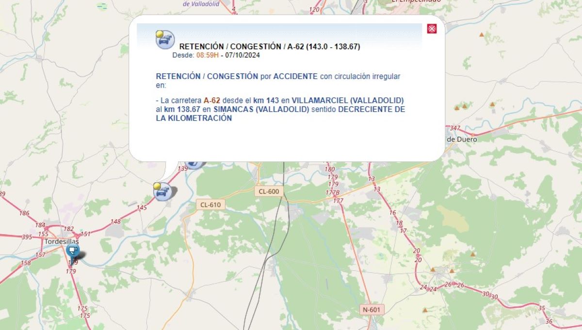 Indicación de la incidencia. Foto: DGT
