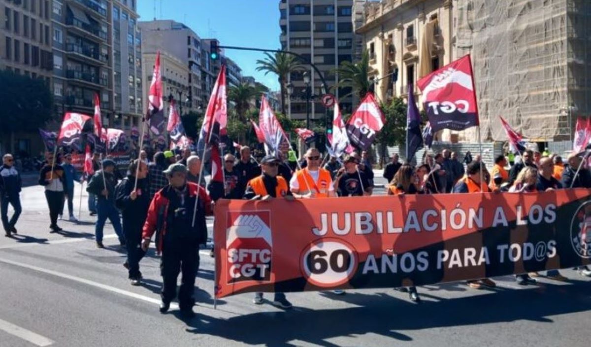 Imagen de una manifestación de CGT por la jubilación a los 60 años