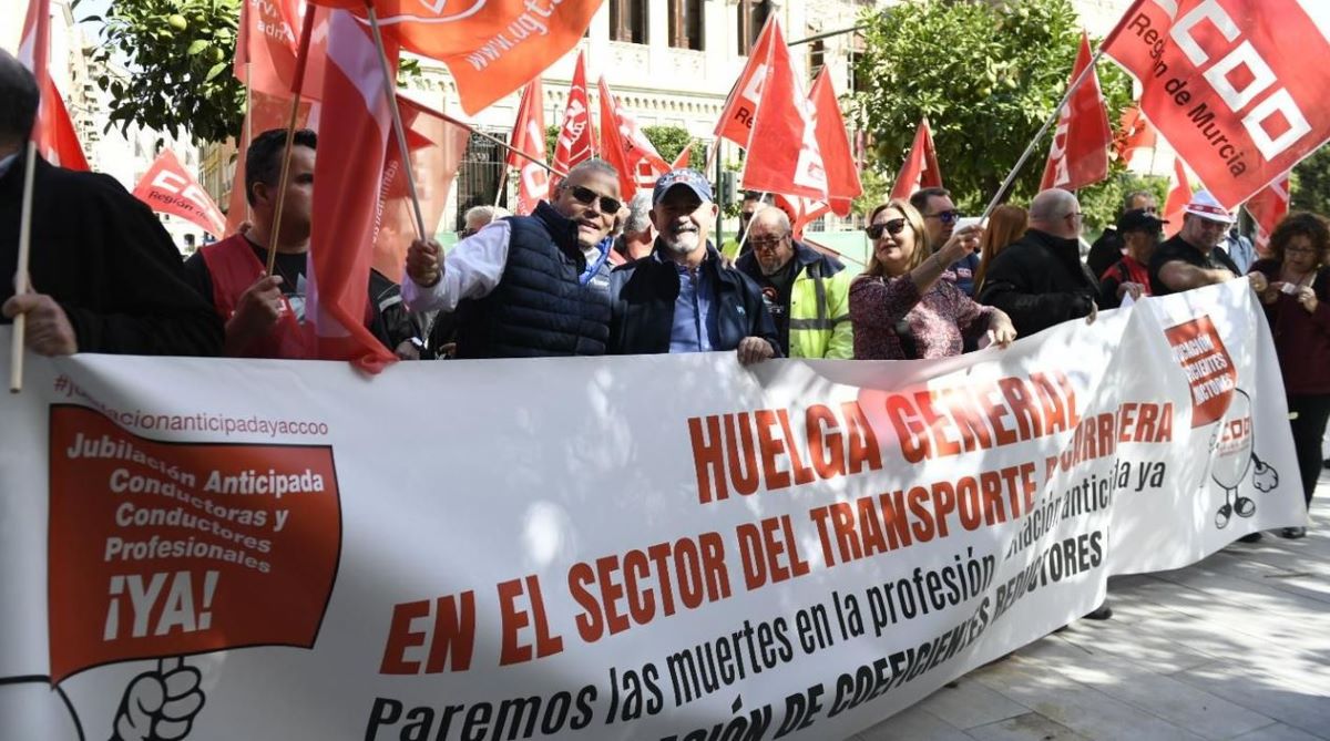 Imagen de una manifestación de los conductores en huelga