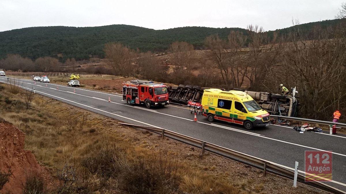 Imagen del accidente. Foto: 112 Aragón