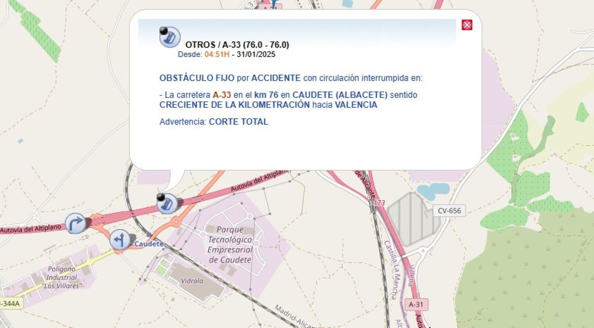Indicación de la incidencia. Foto: DGT