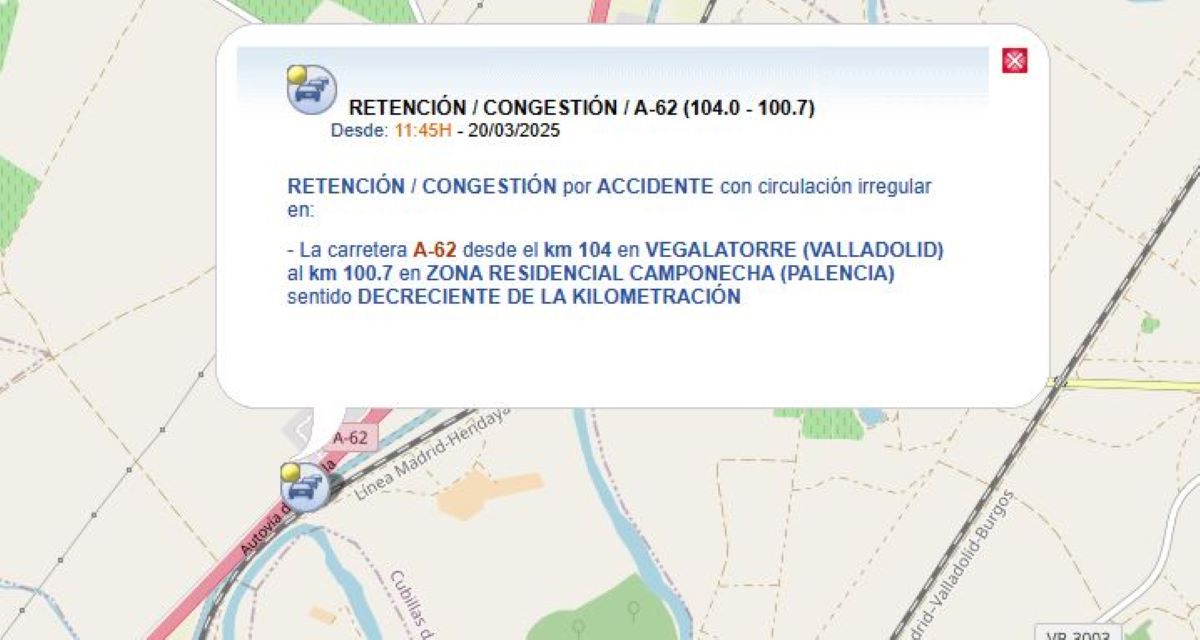 Indicación de la incidencia. Foto: DGT