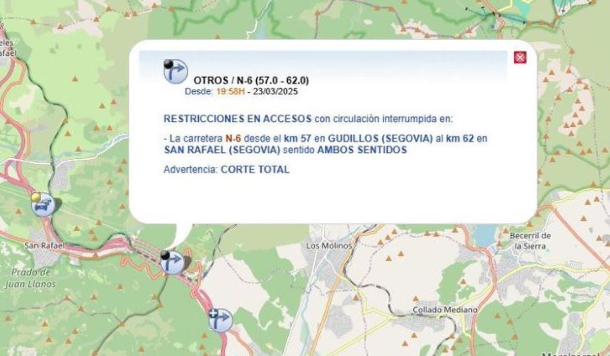 Indicación de la incidencia. Foto: DGT