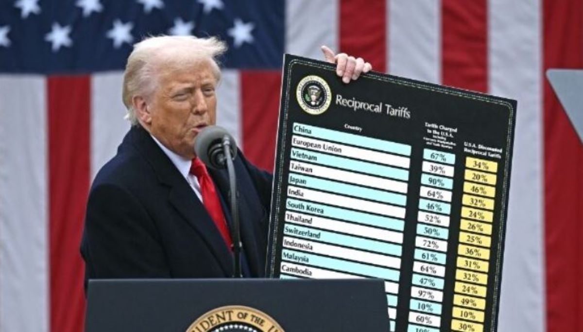 Imagen del presidente de EE:UU. Donald Trump anunciando los aranceles a los países. Foto: Agencias