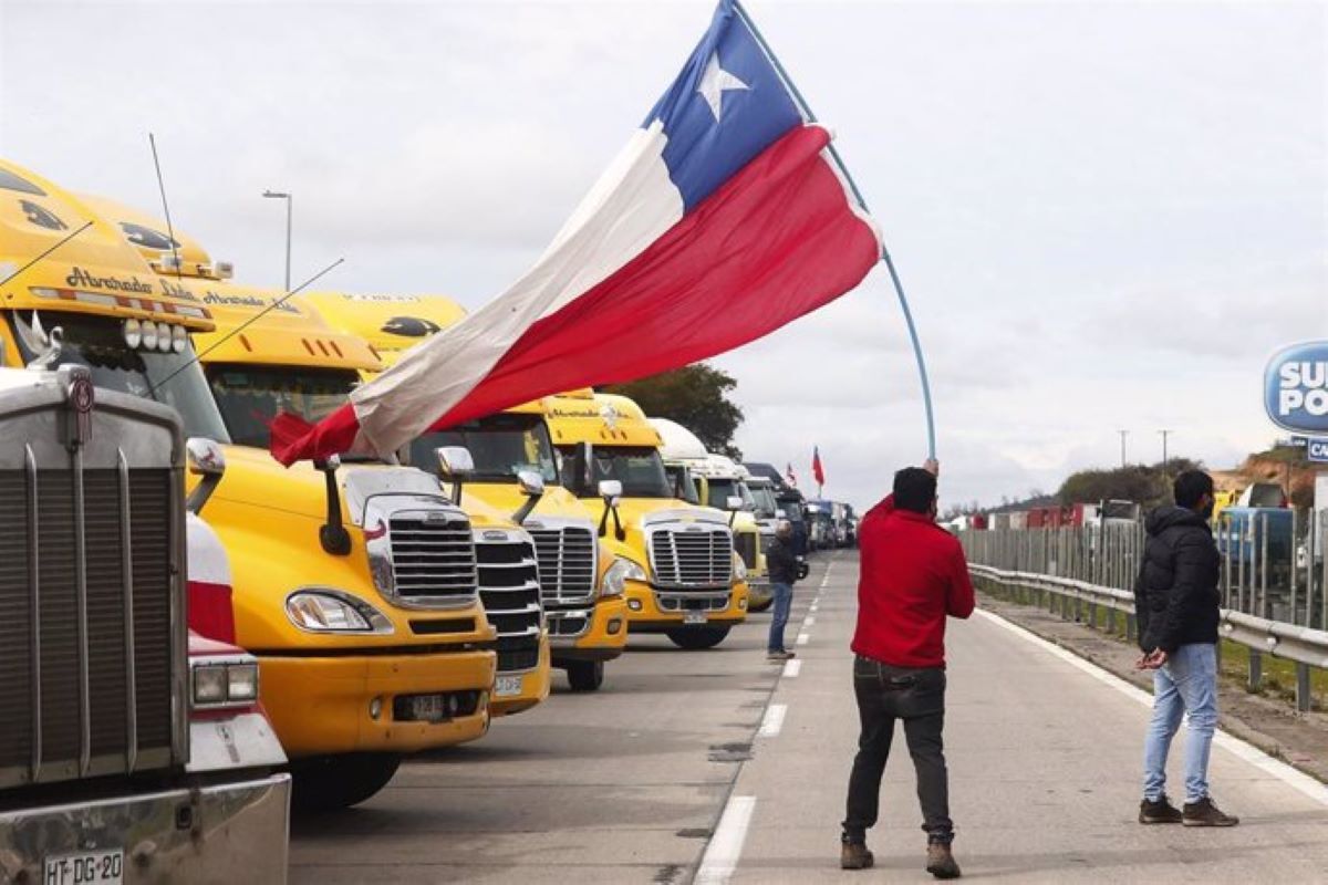 Imagen de una protesta de camioneros en Chile