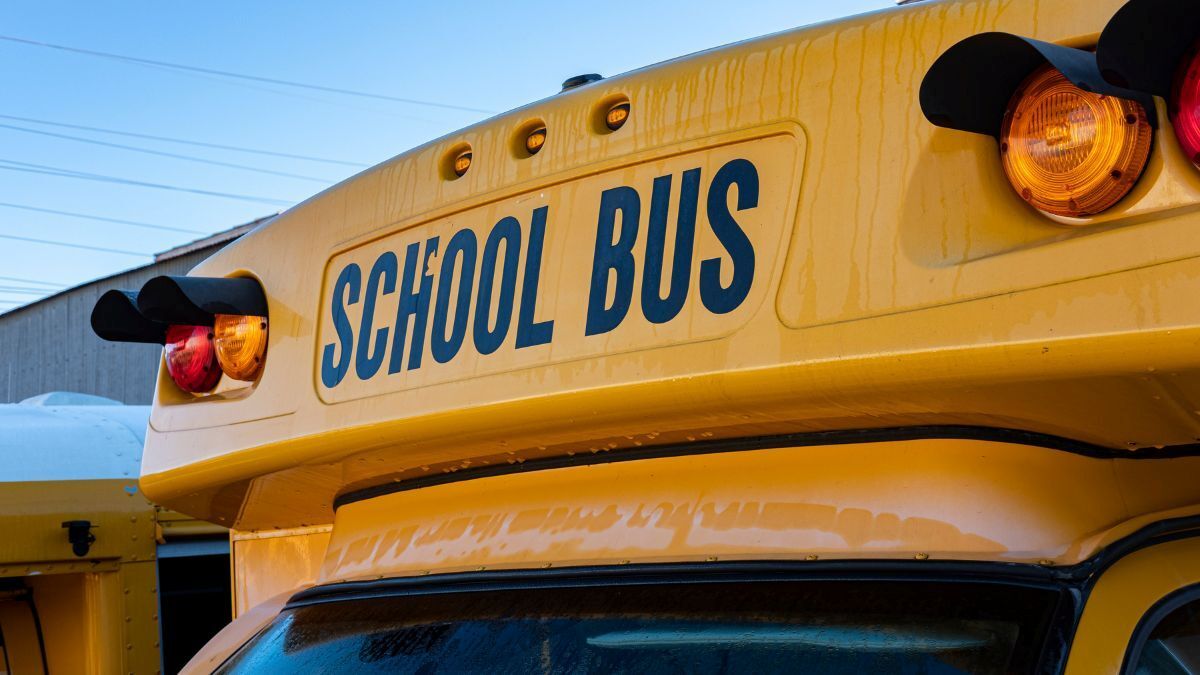 Imagen de un autobús escolar de EE.UU. Foto de archivo