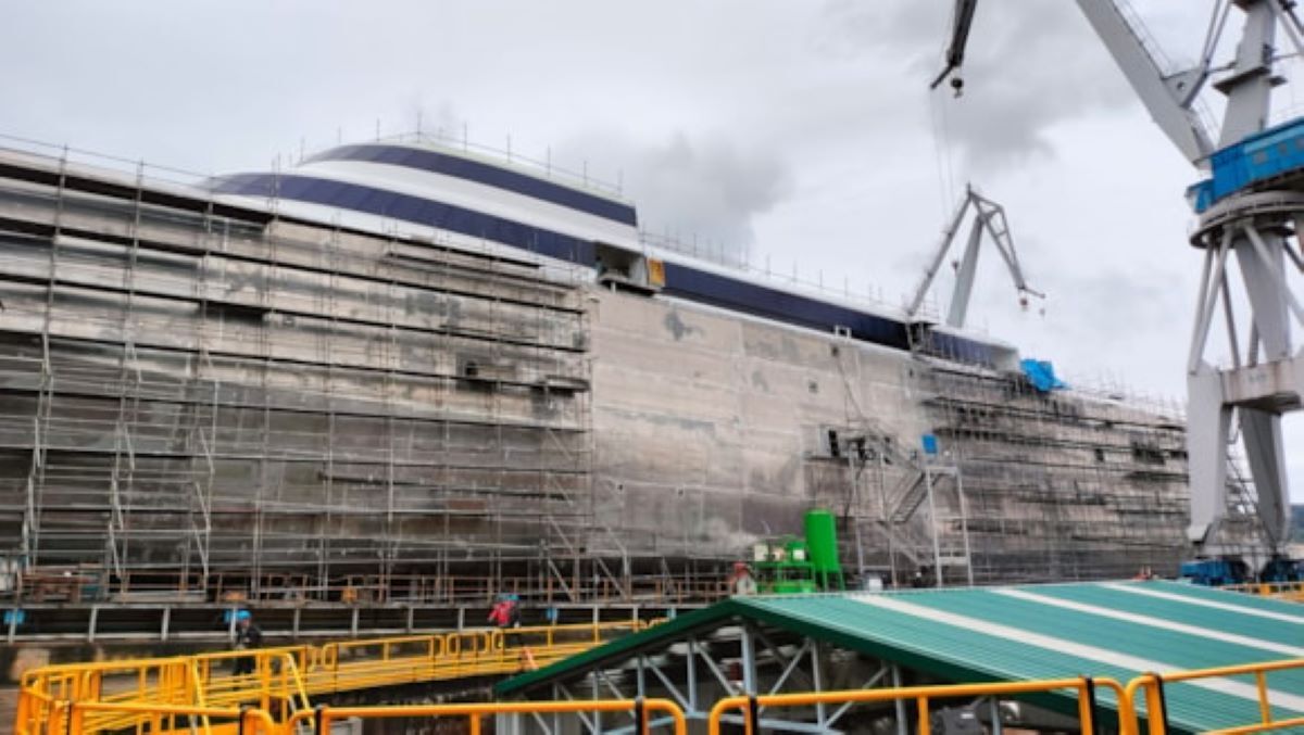 Imagen de barco que se está construyendo en los Astilleros Armon de Gijón, Foto: Baleària