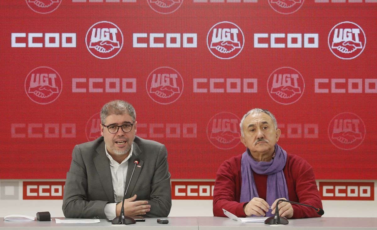 Imagen de los secretarios generales de UGT y CCOO