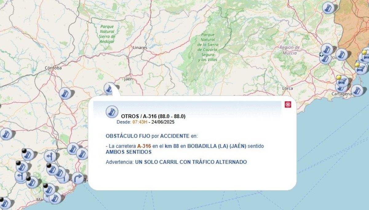 Indicación de la incidencia. Foto: DGT