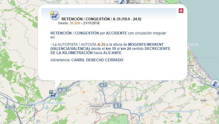Indicación del lugar del accidente