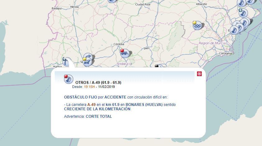 Indicación del lugar del accidente