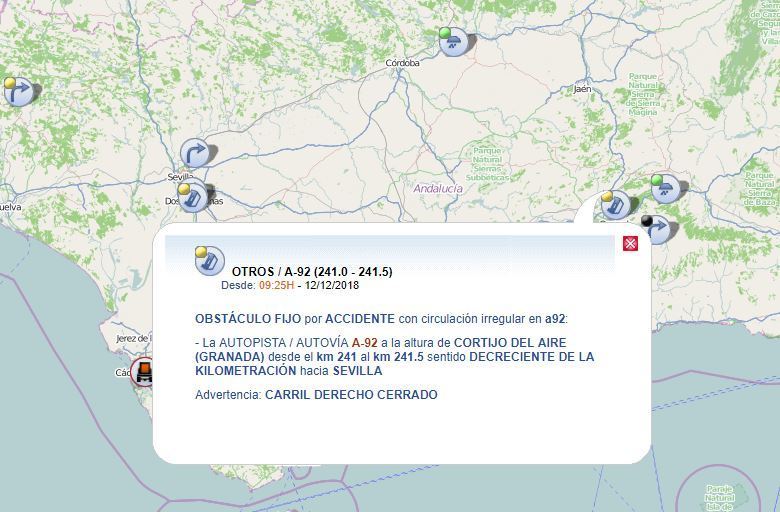 indicación de la situación de la autovía