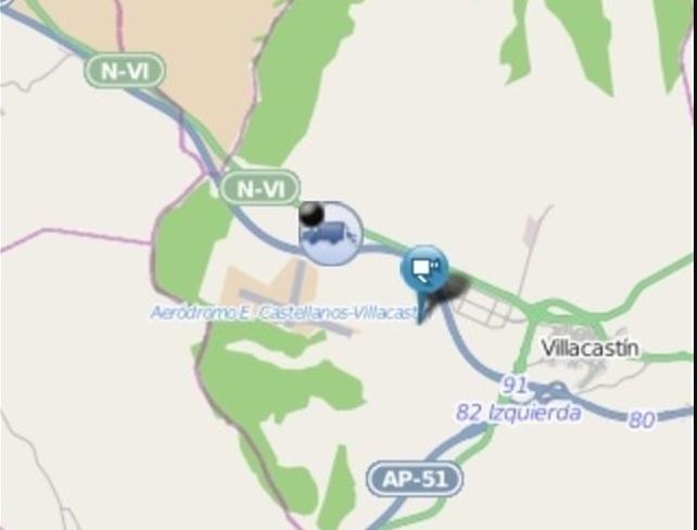 Lugar del accidente en la AP-6, a la altura de San Rafael