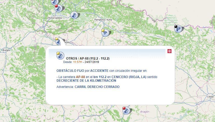 Indicación del lugar del accidente