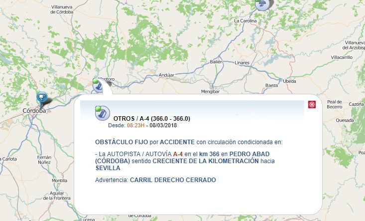 Lugar de la colisión entre los camiones