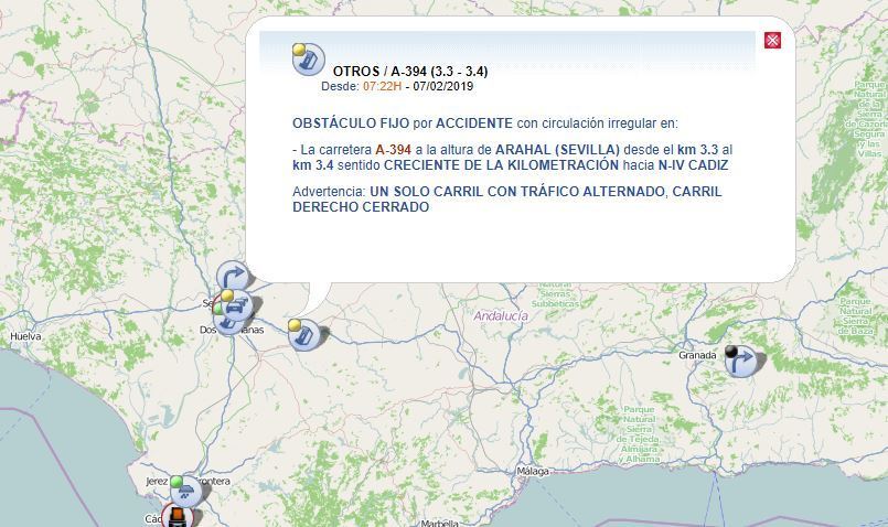 Indicación del lugar del accidente