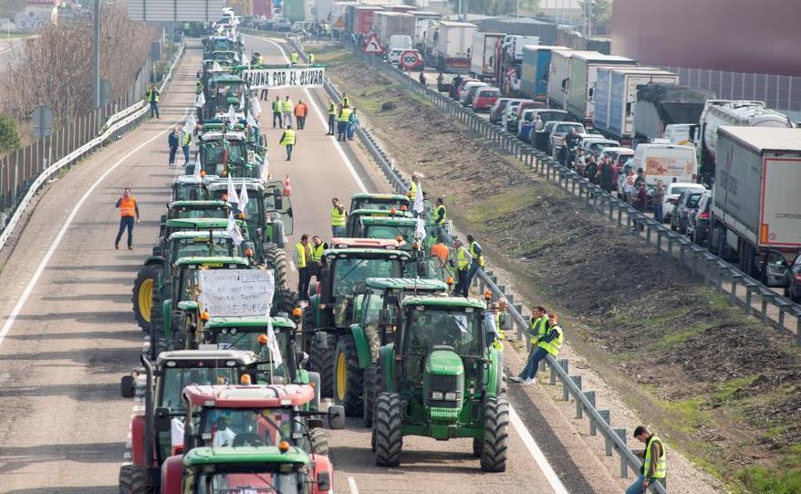 Manifestación de agricultores y transportistas parados