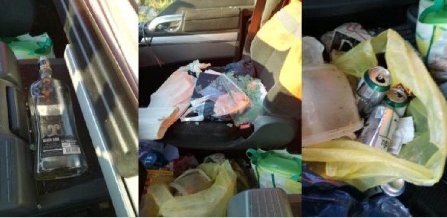 Arsenal de alcohol localizado en la cabina del camión