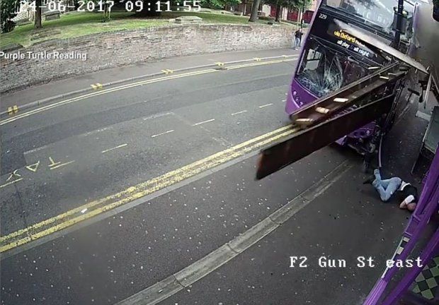 METRO GRAB - taken from YouTube/Purple Turtle Reading. Man gets hit by a bus - then goes to the pub. Picture: YouTube/Purple Turtle Reading