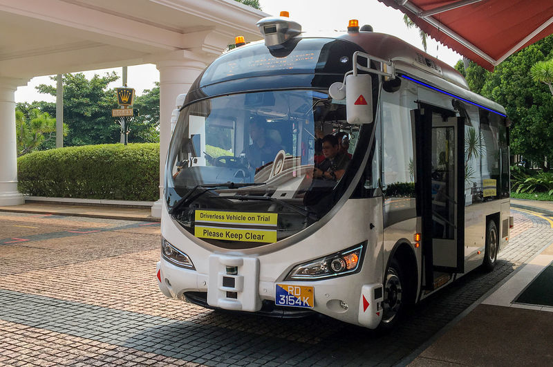 Uno de los autobuses autónomos de Singapur